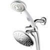 HotelSpa 30-Setting Ultra-Luxury 3 Way Rainfall Shower-Head/Handheld Shower Combo with Patented ON/OFF Pause Switch (Dual White/Chrome Finish) 5 ft Hose Chrome & White