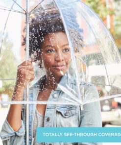 Totes Signature Clear Bubble, Rain & Windproof Umbrella - Perfect for Weddings, Travel and Outdoor Events - Curved Handle with Deluxe Finish, in Transparent or Colorful Design Options 28 81eASchwXWL 3