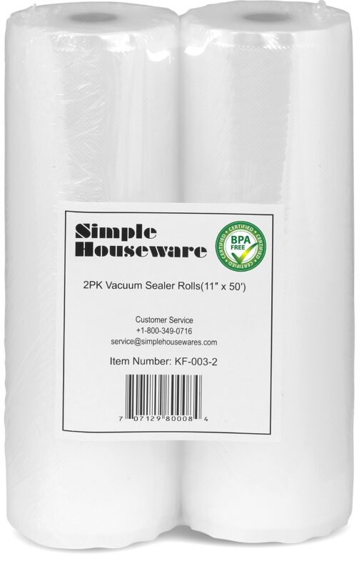 2 Pack - SimpleHouseware 11" x 50 Feet Vacuum Sealer Bags (total 100 feet) 2 Rolls - 11'' x 50' ea.