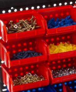 Wall-Mounted Garage Storage Bins - 30 Compartments for Garage Organization, Craft Supply Storage, Tool Box Organizer Unit by Stalwart (Red/Blue) 23 81eBngxkGpL