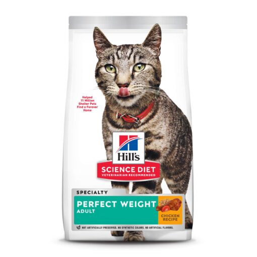 Hill's Science Diet Dry Cat Food, Adult, Perfect Weight for Healthy Weight & Weight Management, Chicken Recipe, 3 lb. Bag 3 Pound (Pack of 1)