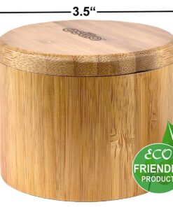Alternative view of Estilo 2 pc Premium Bamboo Salt and Pepper Bowls, Wooden Spice Containers with Magnetic Swivel Lids, Perfect for Salt, Spice, Sugar, Pepper 2-Pack