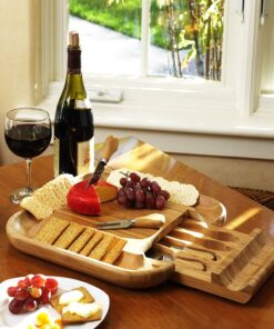 Alternative view of Picnic at Ascot Original Bamboo Cheese/Charcuterie Board with Cracker Groove & Drawer with Cheese Tools - Designed & Quality Checked in the USA