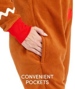 Tipsy Elves Christmas Onesies for Adults - Comfy Men’s and Women’s Matching Holiday Jumpsuits with Convenient Pockets Medium Gingerbread Brown 13 81eIQho0DnL