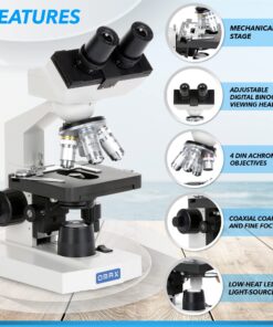 OMAX 40X-2000X LED Binocular Compound Lab Microscope w/ Double Layer Mechanical Stage + Blank Slides, Cover Slips, & Lens Cleaning Paper, M82ES-SC100-LP100 44 81eJ2EVEj0L