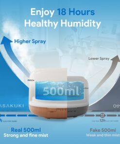 ASAKUKI 500ml Premium, Essential Oil Diffuser with Remote Control, 5 in 1 Ultrasonic Aromatherapy Fragrant Oil Humidifier Vaporizer, Timer and Auto-Off Safety Switch A-yellow 20 81eJCyEsisL