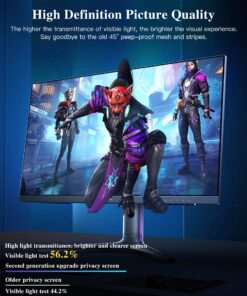 PYS 27 Inch Privacy Screen for 16:9 Widescreen Computer Monitor - Easy Removable Screen Filter Shield - Anti Glare & Blue Light - Anti Scratch Protector Film for Data Security 27 Inch Diagonal (16:9) 16 81eJbglMCkL