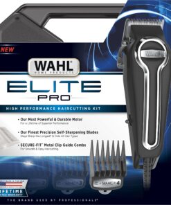 Wahl USA Elite Pro High-Performance Corded Home Haircut & Grooming Kit for Men – Electric Hair Clipper – Model 79602M Black 45 81eKBsuhdL