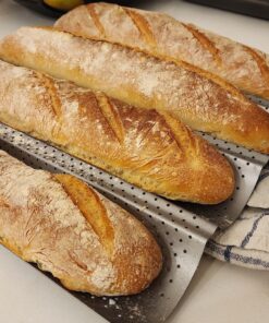 AMAGABELI GARDEN & HOME Nonstick Perforated Baguette Pan 15" x 13" for French Bread Baking 4 Wave Loaves Loaf Bake Mold Toast Cooking Bakers Molding 4 Gutter Oven Toaster Pan Cloche Waves Silver 4 Slots 32 81eKv3JKhBL