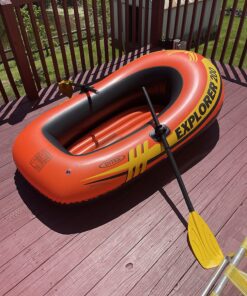INTEX Explorer Inflatable Boat Series: Dual Air Chambers – Welded Oar Locks – Grab Handles – Bow Rope – Sporty Design Explorer 200 Set 41 81eNx05vTKL