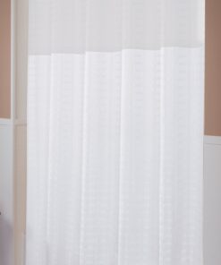 Hookless RBH43MY042 Litchfield Polyester with PEVA Liner and Flex-On Rings Shower Curtain, Bright White, 71 x 74
