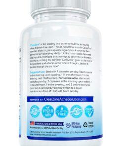 ClearZine Acne Pills for Teens & Adults (2 Bottles) | Clear Skin Supplement, Vitamins for Hormonal & Cystic Acne, 90 Caps Each 24 81eS8MBHkcL