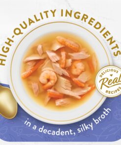 Purina Fancy Feast Limited Ingredient Wet Cat Food Complement, Broths - (16) 1.4 oz. Pouches Tuna, Shrimp & Whitefish 1.40 Ounce (Pack of 16) Standard Packaging 16 81eTDFyBoL