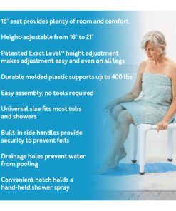 Alternative view of Carex Universal Bath Seat and Shower Chair - Bath Chair Supports Up To 400 Pounds - Adjustable Height Shower Bench, Plastic Stool For Shower, Shower Seat