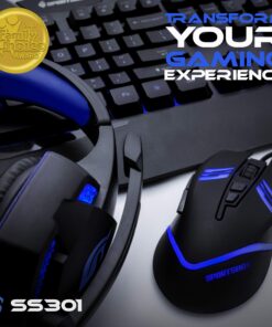 Soundbot SportsBot SS301 Blue LED Gaming Over-Ear Headset Headphone, Keyboard & Mouse Combo Set w/ 40mm Speaker Driver, Microphone, Multimedia Keys & Window Key Lock, 4 DPI Levels (BLU) 34 81eUeTqqDZL