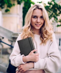 Ruled Notebook/Journal – Classic Notebook Journal for Women/Men, Faux Leather Notebooks for Work, Premium Thick Paper, Black, Hardcover, Lined (5.4 x 8.3) 33 81eVztrcWL