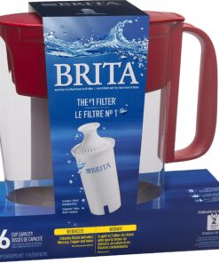 Brita Water Filter Pitcher for Tap and Drinking Water with 1 Standard Filter, Lasts 2 Months, 6-Cup Capacity, Christmas Gift for Men and Women, BPA Free, Red 42 81eX0G2kZmL