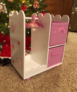 Emily Rose Doll Furniture | USA Business | 18 Inch Doll Clothes Closet Accessory - Wooden Doll Accessories Toy Playsets | 5 Free Wooden 18" Doll Hangers and 2 Large Storage Bins - Butterfly 35 81eX3o5nocL