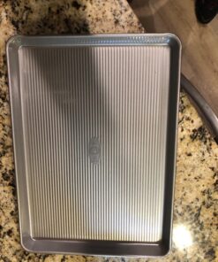 USA Pan Bakeware Half Sheet Baking Pan and Bakeable Nonstick and Cooling Rack Set, Metal Half Sheet Pan & Rack Set 35 81eXGJGZ4iL