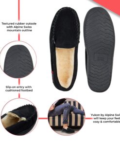 Alpine Swiss Yukon Mens Genuine Suede Shearling Slip On Moccasin Slippers 10 Black 10 81eYBRgi9BL