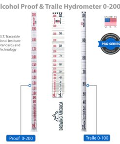 Hydrometer Alcohol Meter Test Kit: Distilled Alcohol American-Made 0-200 Proof Pro Series Traceable Alcoholmeter Tester Set with Glass Jar for Proofing Distilled Spirits - Made in America 25 81eZzL7GKeL