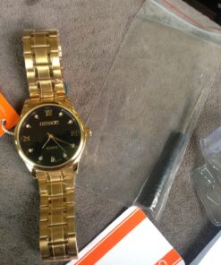 DREAMING Q&P IP Gold Plating Steel Roman Numeral Dial with Rhinestones Mens Wrist Watches for Man Black 003 golden & Black 57 81eapHQAqDL 2