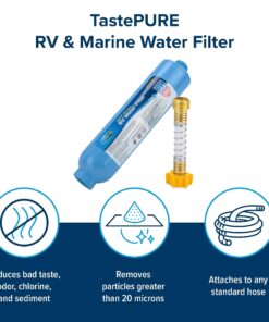 Camco TastePURE Camper/RV Water Filter & Hose Protector | Inline Water Filter Reduces Bad Taste, Odor, Chlorine & Sediment | Ideal for RVs, Campers, Travel Trailers, Boats | Made in the USA (40043) 29 81ebdwbl dL