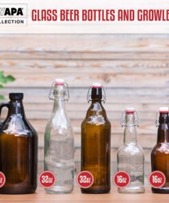 Ilyapa 16 Ounce Amber Swing Top Glass Beer Bottles for Home Brewing - Carbonated Drinks, Kombucha, Kefir, Soda, Juice, Fermentation, 12 Pack Glass Bottle with Airtight Rubber Seal Flip Caps 16oz 18 81ef5H2I4L