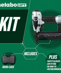 Metabo HPT Brad Nailer Kit | Pro Preferred Brand of Pneumatic Nailers | 18 Gauge | Accepts 5/8 to 2-Inch Brad Nails | Ideal for Trim Work, Furniture Building & Other Finish Applications | NT50AE2 NT50AE2 Only 22 81ehNQJ4tCS