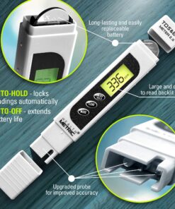 Professional TDS ppm Conductivity Meter - Quick and Easy EC TDS and Temperature Test Pen | 0-9999 ppm with ± 2% Accuracy | Perfect 3-in-1 Tester For Ro Water Aquarium Hydroponics Coffee Pool etc. White 25 81ejD7YNWjL