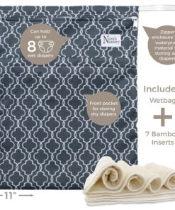Nora's Nursery Baby Cloth Pocket Diapers Bamboo Inserts 1 Wet Bag 7 Pack B&W Unisex 2 31 81ekLlCgDaL