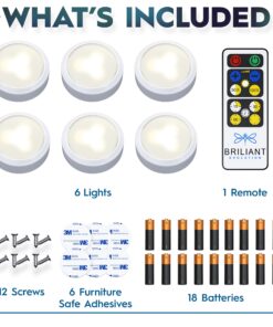 Alternative view of Brilliant Evolution Tap Light Push Lights 6pk w/Batteries + Remote, LED Stick On Lights Under Cabinets Battery Puck Lights with Remote - Under Counter Lighting Wireless Closet Kitchen Night Lights 6 pack (18 batteries included)