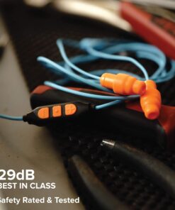 Plugfones Guardian Plus in-Ear Earplug Earbud Hybrid - Noise Reduction in-Ear Headphones with Noise Isolating Mic and Controls (Orange & Blue) Light Blue/Orange 8 81emEi5GrhL