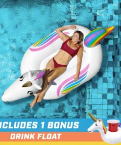 Alternative view of GoFloats Giant Inflatable Pool Floats - Choose Unicorn, Dragon, Flamingo, Swan, or Bull - Includes Drink Float