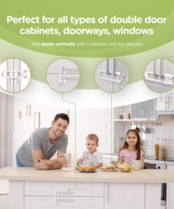 Sliding Cabinet Locks (4-Pack) 8 inch, Multi-Purpose Child Safety Lock by Skyla Homes - No Tools or Drilling Required, Best for Baby Proofing, Strong ABS Free Plastic Knob Cover 8 Inch (Pack of 4) 13 81eqMbtibL
