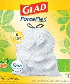 Glad ForceFlex Tall Kitchen Drawstring Trash Bags, 13 Gal, 100 Ct (Package May Vary) 41 81esMd4aXEL