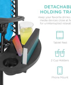 Best Choice Products Set of 2 Adjustable Steel Mesh Zero Gravity Lounge Chair Recliners w/Pillows and Cup Holder Trays, Light Blue 26 81ewJOEv L