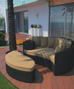 Alternative view of Modway Taiji Wicker Rattan Outdoor Patio Sectional Daybed in Espresso Mocha