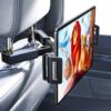 LISEN Tablet iPad Holder for Car Mount Headrest iPad Car Holder Back Seat Travel Accessories Car Tablet Holder Mount Road Trip Essentials for Kids Adults Fits All 4.7-12.9" Devices & Headrest Rod BLACK-FITS 1.77"-8.2" HEADREST ROD