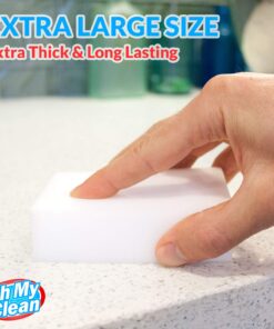 (100 Pack) Extra Large Eraser Sponge - Extra Thick, Long Lasting, Premium Melamine Sponges in Bulk - Multi Surface Power Scrubber Foam Cleaning Pads - Bathtub, Floor, Baseboard, Bathroom, Wall Cleaner 100 10 81f1EEctL