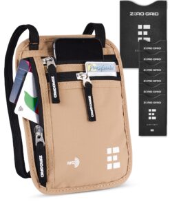 Travel Neck Wallet with RFID Blocking, Travel Neck Pouch Passport Holder for Women and Men Keep Valuables Safe One Size Desert Sand 26 81f23KHDoL