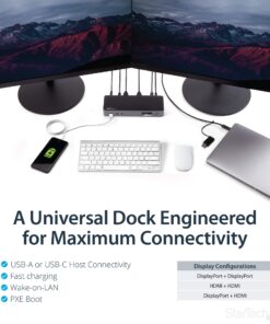 StarTech.com USB-C & USB-A Dock - Hybrid Universal Laptop Docking Station with Dual Monitor 4K60Hz HDMI & DisplayPort - USB 3.1 Gen 1 Hub, GbE - 60W Power Delivery - Windows, Mac & Chrome (DK30C2DPPD) 15 81f2kiUcYiL