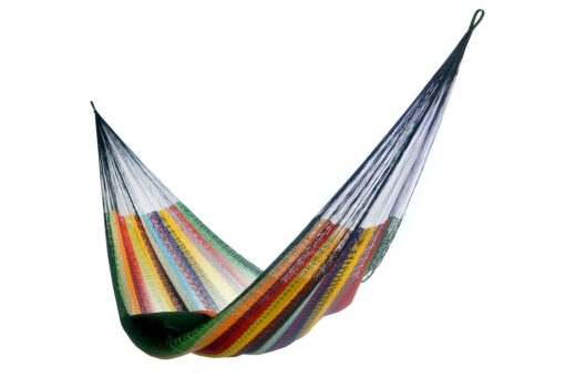 Hammocks Rada Mayan-Made Matrimonial Yucatan Hammock - Two Person Hammock - Artisan Crafted in Central America - Fits 12.5 to 13 Feet Hammock Stand - Up to 550 Pounds, Tropical Multicolor Multi Color