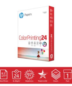 HP Color Inkjet & Laser Paper, 24 lbs, 8.5 x11-Inch Letter, 97 Bright, 400 Sheets (202040) 1 Ream Small Pack 12 81f4ZDKFNL