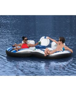 Alternative view of Bestway Hydro-Force Rapid Rider Inflatable Double Water River Tube Float for 2 People with Built-In Backrest, Handles, and Cupholders, Blue