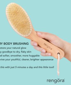 Exfoliating Body Scrubber: Dual-Use for Wet/Dry Exfoliation, Lymphatic Drainage & Cellulite Smoothing - Natural Boar Bristle Dry Brushing Body Brush, Ergonomic Handle, Easy to Clean by Rengöra 13 81f7pXkMcnL