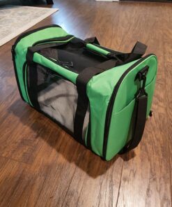 Henkelion Pet Carrier for Small Medium Cats Dogs Puppies up to 15 Lbs, Airline Approved Small Dog Carrier Soft Sided, Collapsible Travel Puppy Carrier - Green 17.0"L x 11.0"W x 11.0"H 38 81f87PdaRAL
