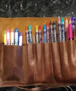 Rustic Genuine Leather Pencil Roll - Pen and Pencil Case - Dark Brown 54 81f8gZur5L