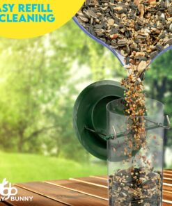 12 Inches Tube Bird Feeders for Outdoors Hanging, 4 Feeding Ports, Hard Plastic Bird Feeder Outdoor Weatherproof and 4 Inch Steel Hanger, Wild Bird Feeders, Finch Feeder, Bird Feeders Outside Hanging 1 4 Ports 33 81fBNy9folL