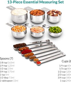 Stainless Steel Measuring Cups & Spoons Set - Heavy Duty, Stackable 13-Piece Set - Dry Foods, Liquids, Dishwasher-safe - Professional Metal Kitchen Utensils By Morgenhaan 13-Piece Baker's Bliss Kit 34 81fC6TCom9L 1